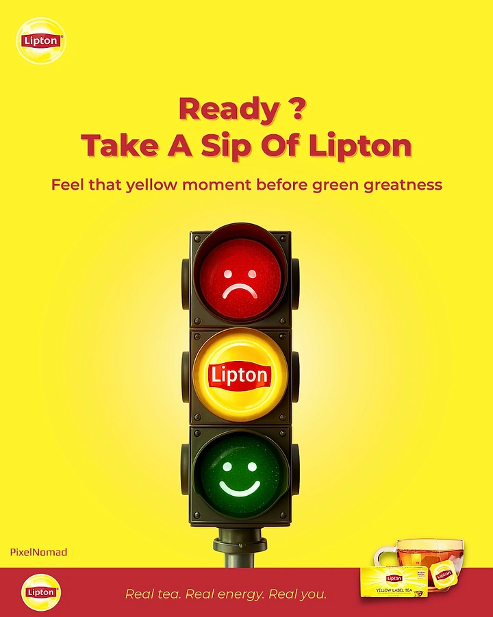 Tea & Chai Brands creative ad: Traffic light with Lipton yellow moment