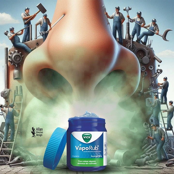 Pain Relief Brands creative ad: Tiny workers animate giant nose