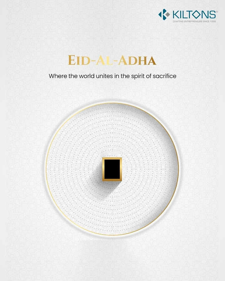 Eid Al Adha creative ad: Minimal top-down Kaaba unity circle