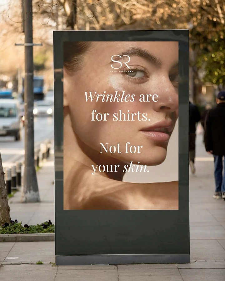 Skin & Cosmetic Clinics creative ad: Witty 'wrinkles are for shirts' copy