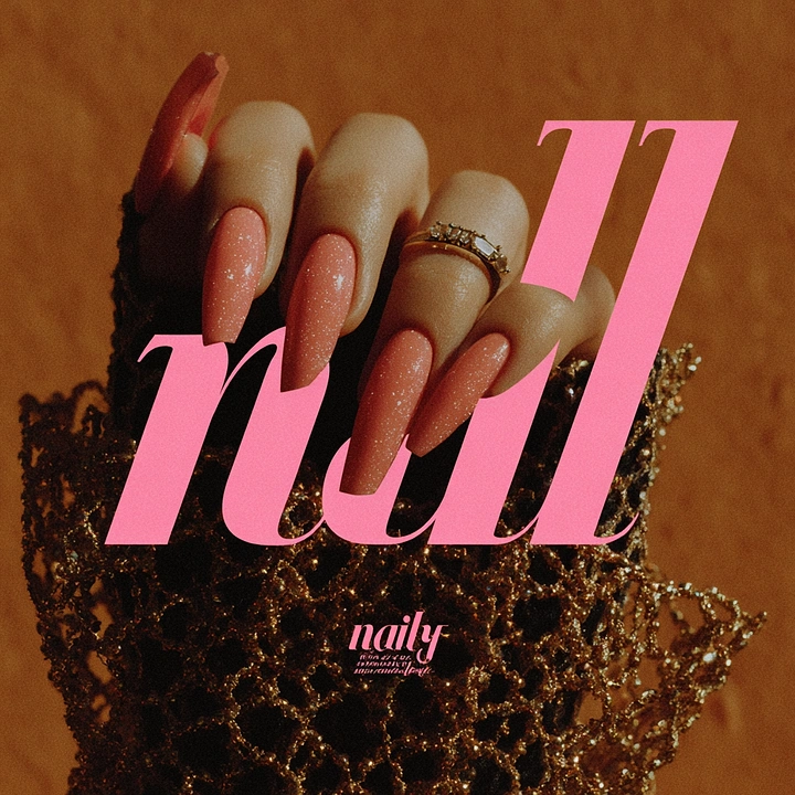 Nail Salons creative ad: Oversized 'nail' type interwoven with hand