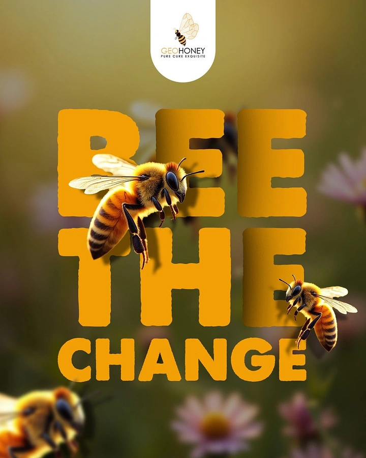 Honey Brands creative ad: Bee the change typography pun