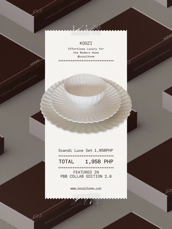 Tableware & Crockery creative ad: Receipt-format product offer presentation