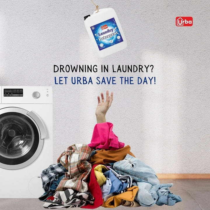 Laundry & Dry Cleaning creative ad: Hand drowning in laundry pile metaphor