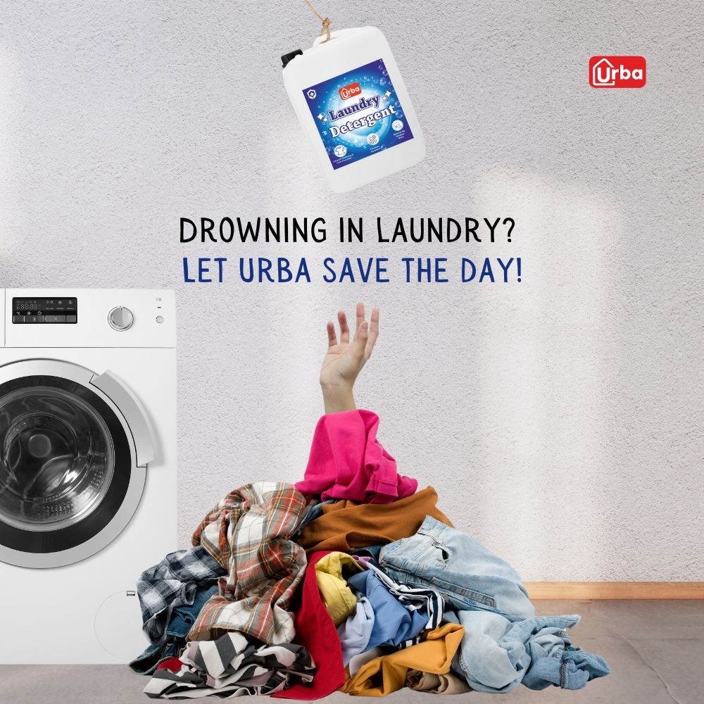 Instagram post: Hand drowning in laundry pile metaphor