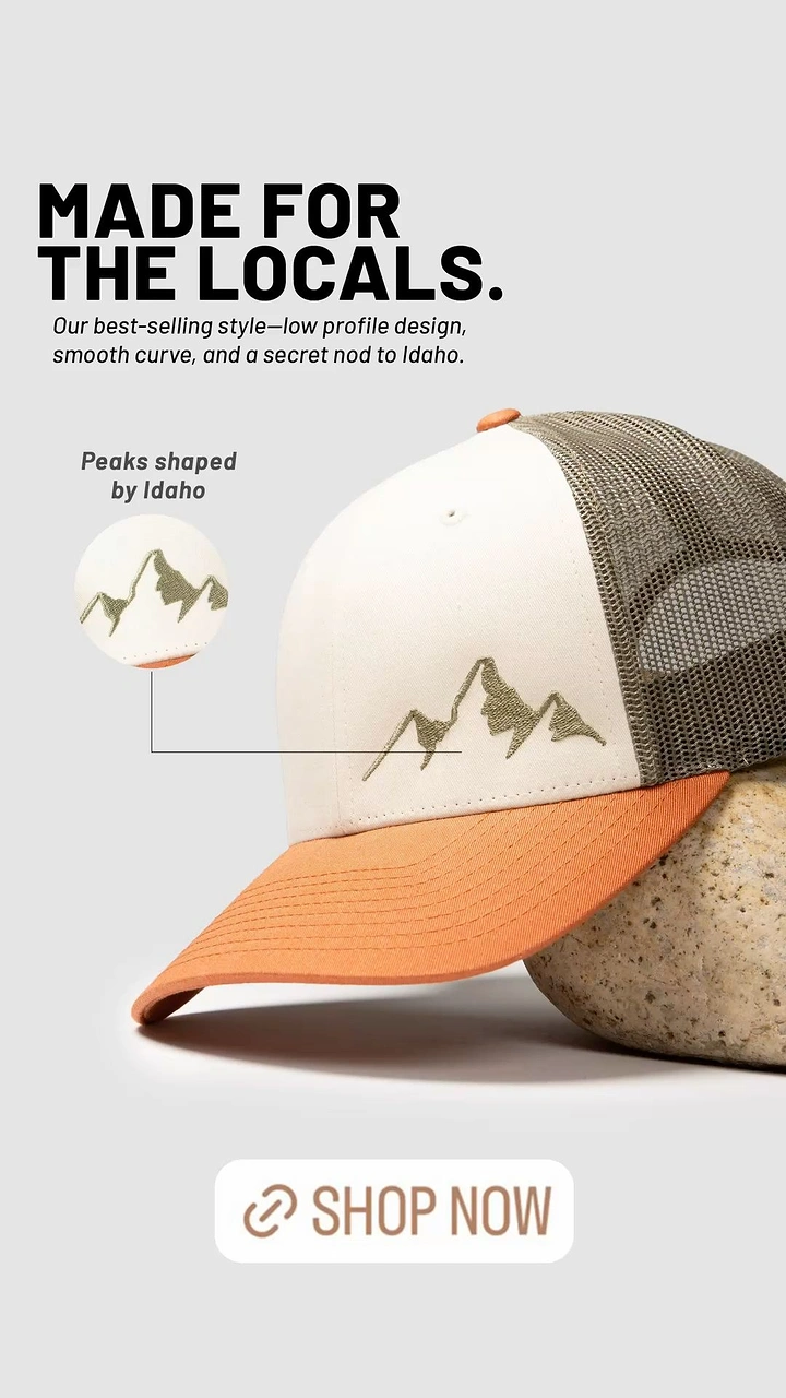 Hats & Caps creative ad: Local landscape metaphor shapes cap design
