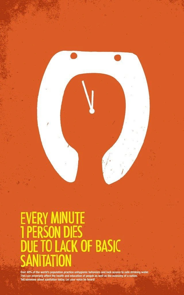 Creative ad: White toilet seat drawn as a clock face