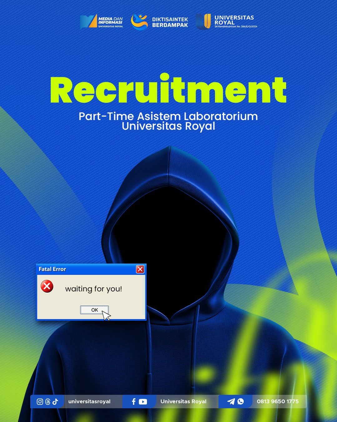 Instagram post: Hacker waiting-error recruitment metaphor