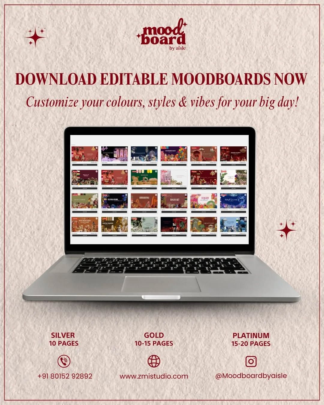 Navratri Poster: Luxury red-and-gold interior mood board with an ornate mirror and velvet chair, slide 2