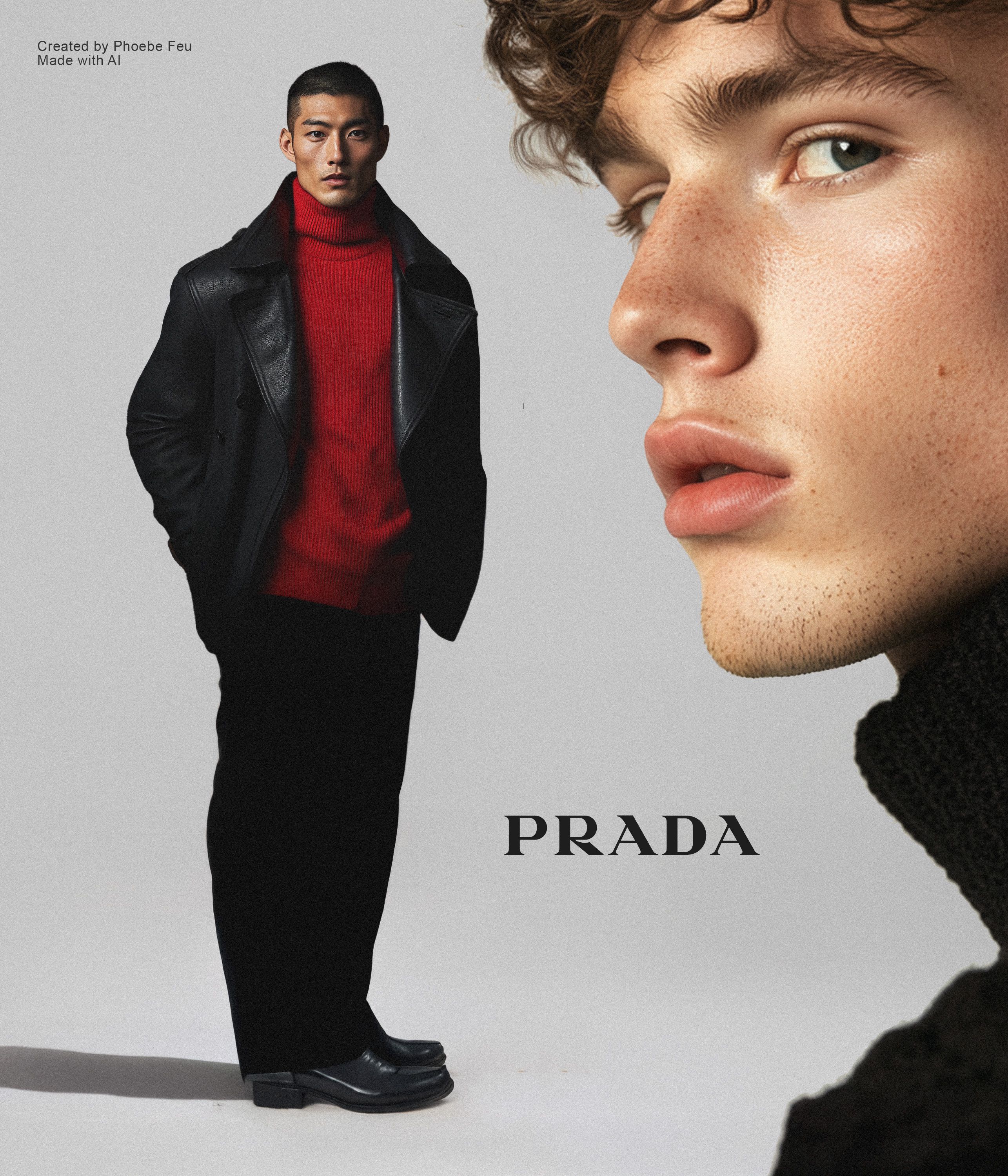 Instagram post: Prada torn-paper editorial composition
