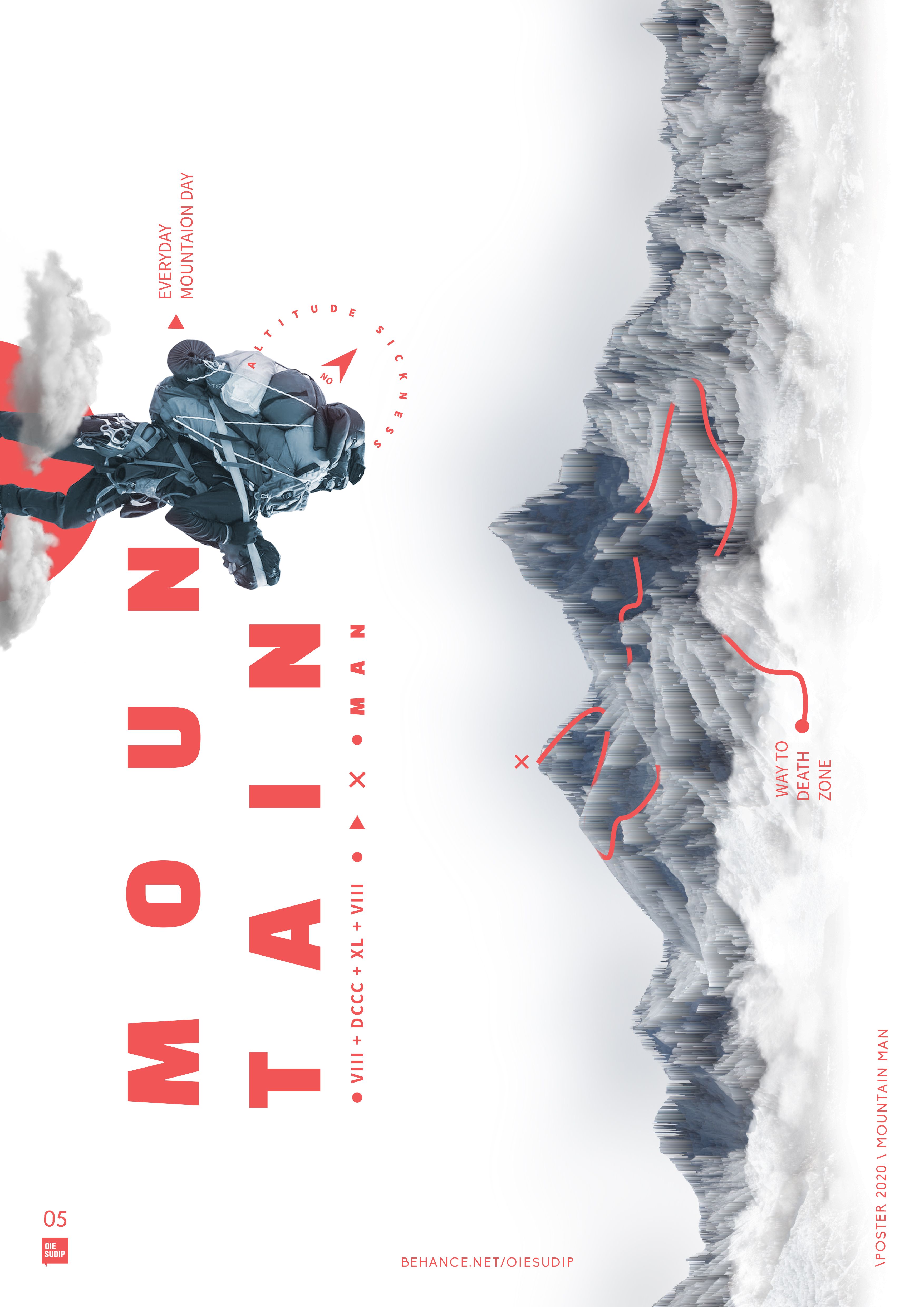 Story: Surreal climber and mountain composition