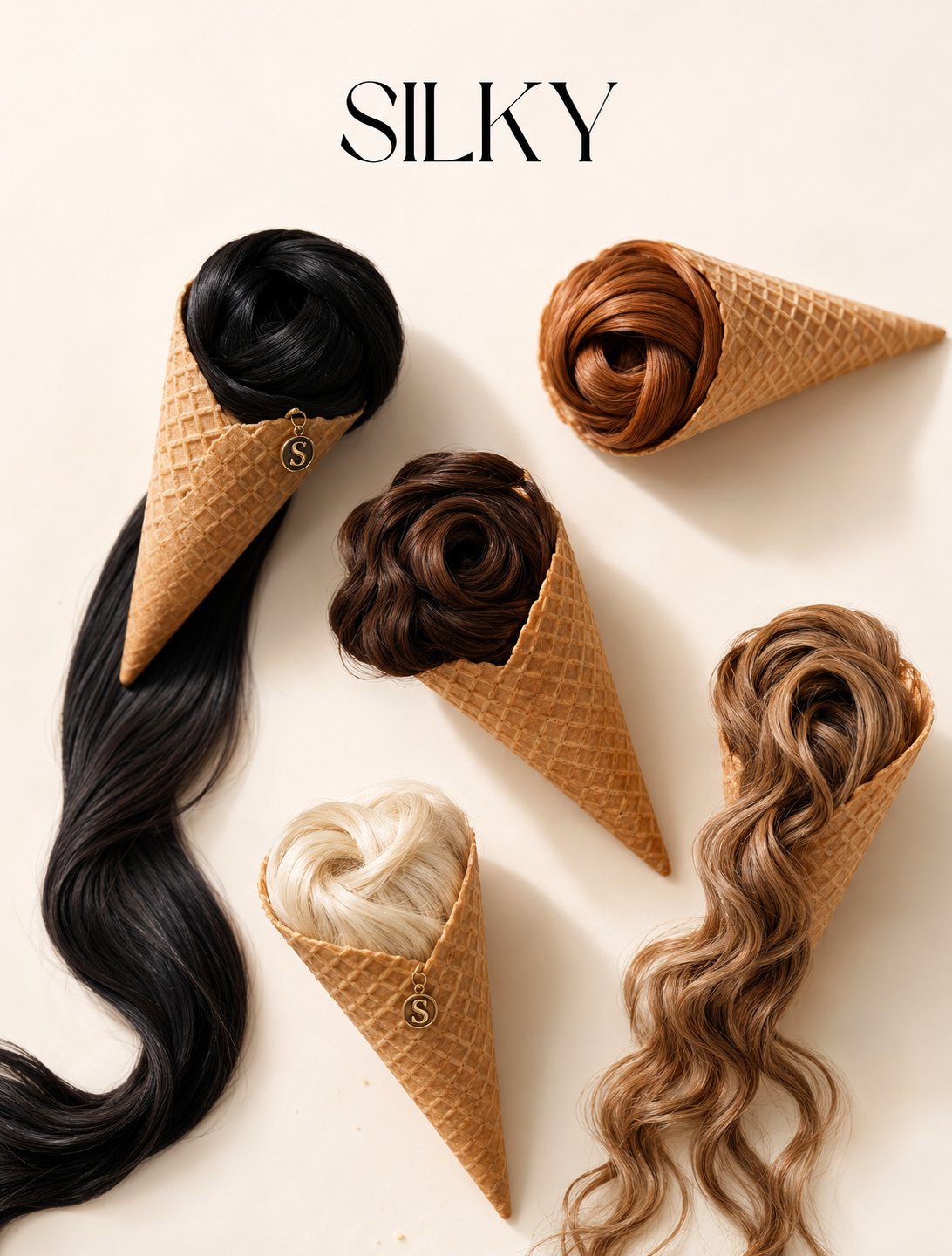 Instagram post: Hair extensions swirled into waffle cones like ice cream