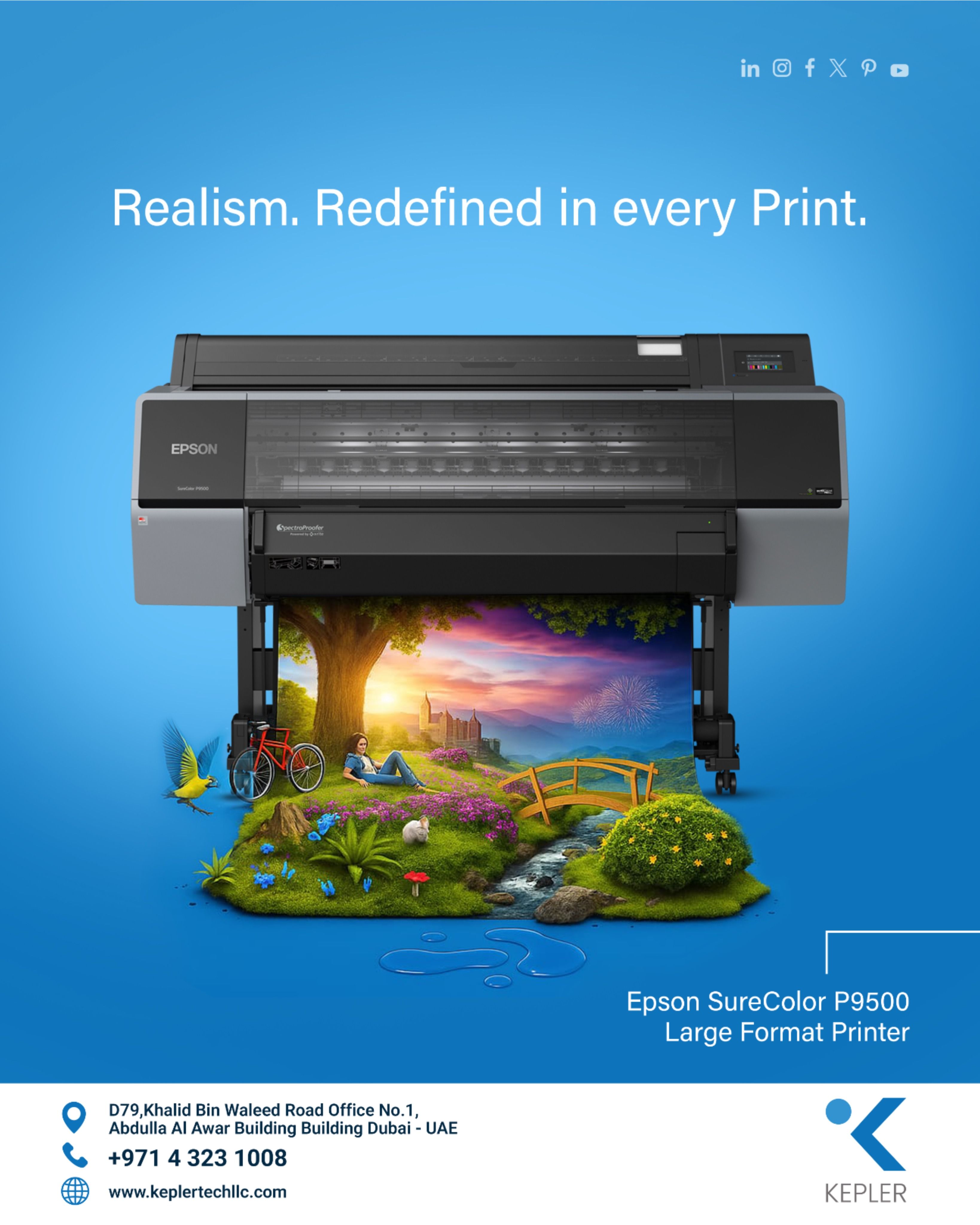 Instagram post: Landscape spilling out of printer, realism