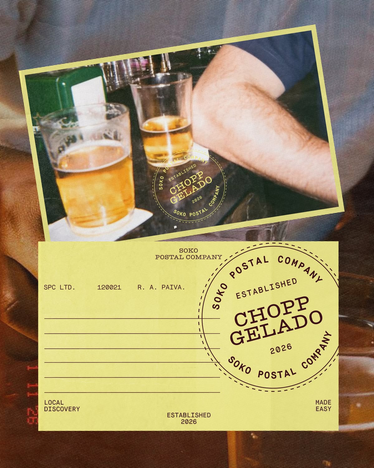 Instagram post: Beer promotion framed as vintage postcard