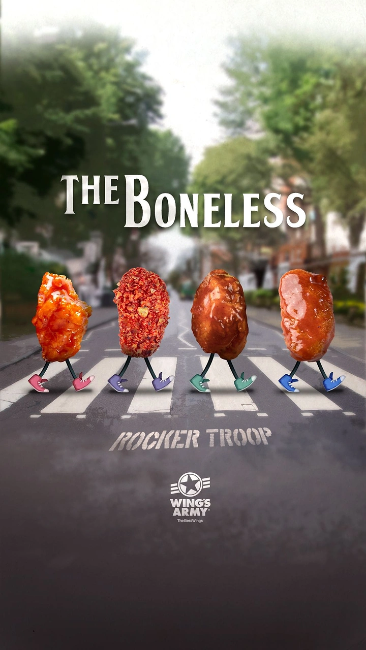 BBQ & Grill Restaurants creative ad: Wings become hockey tryout players