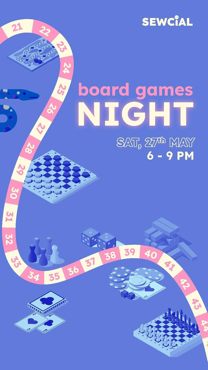 Board Games & Game Cafes creative ad: Board-path typography creates clear visual hook