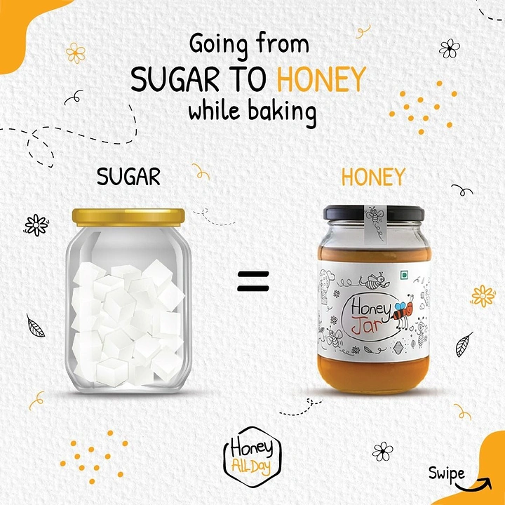 Honey Brands creative ad: Clear sugar-to-honey comparison concept