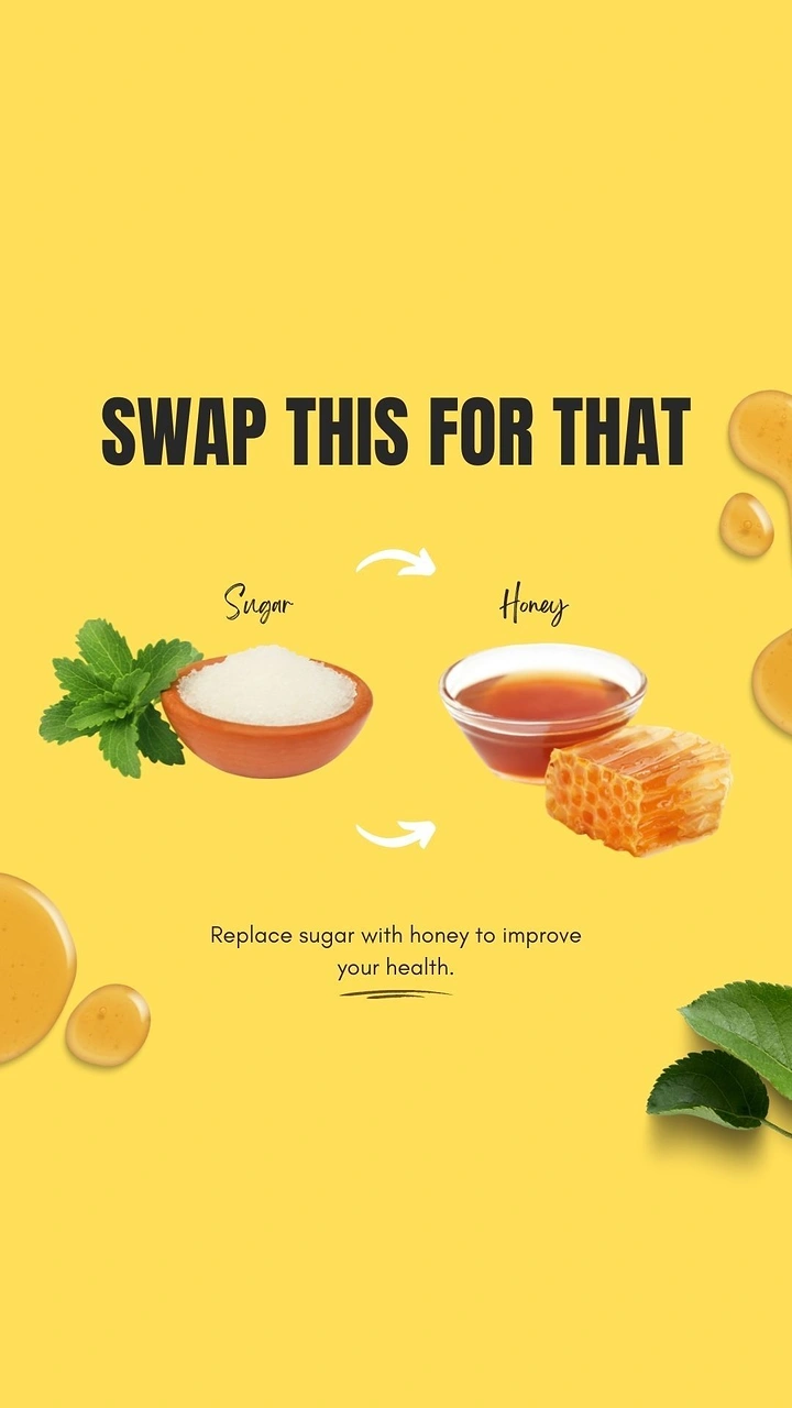 Honey Brands creative ad: Sugar-to-honey substitution concept
