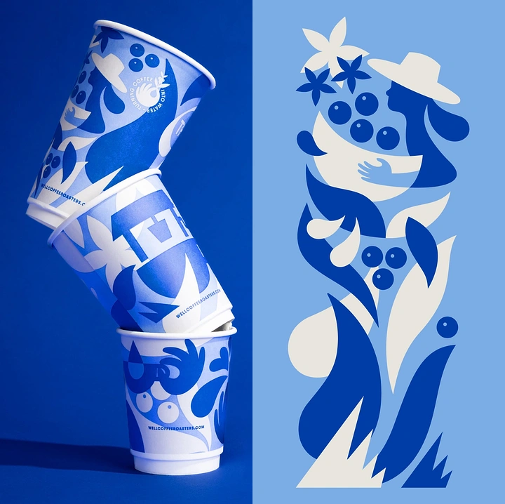 Tumblers, Flasks & Drinkware creative ad: Cups become bold illustrated graphic forms