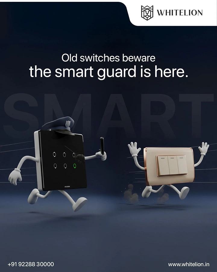 Electrical Goods Stores creative ad: Smart switch cop chasing an old switch