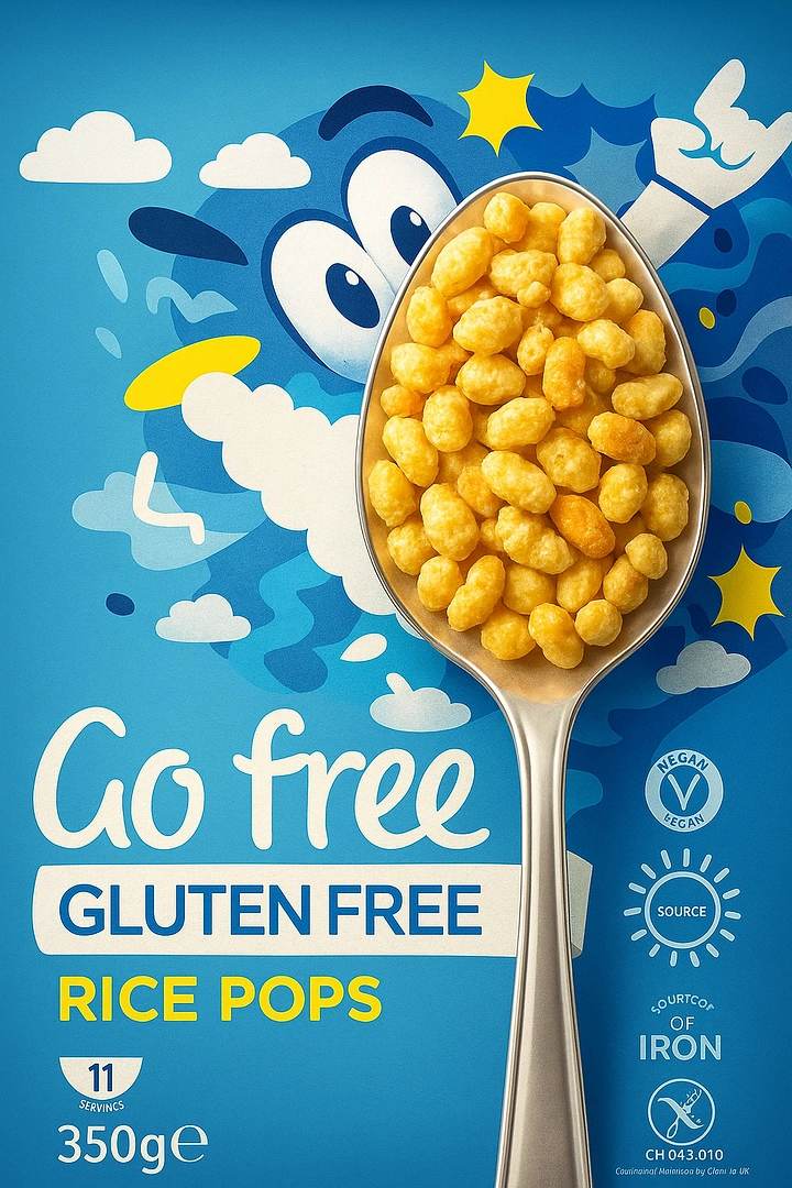 Breakfast Cereals & Oats creative ad: Gluten-free freedom-themed illustrated ad