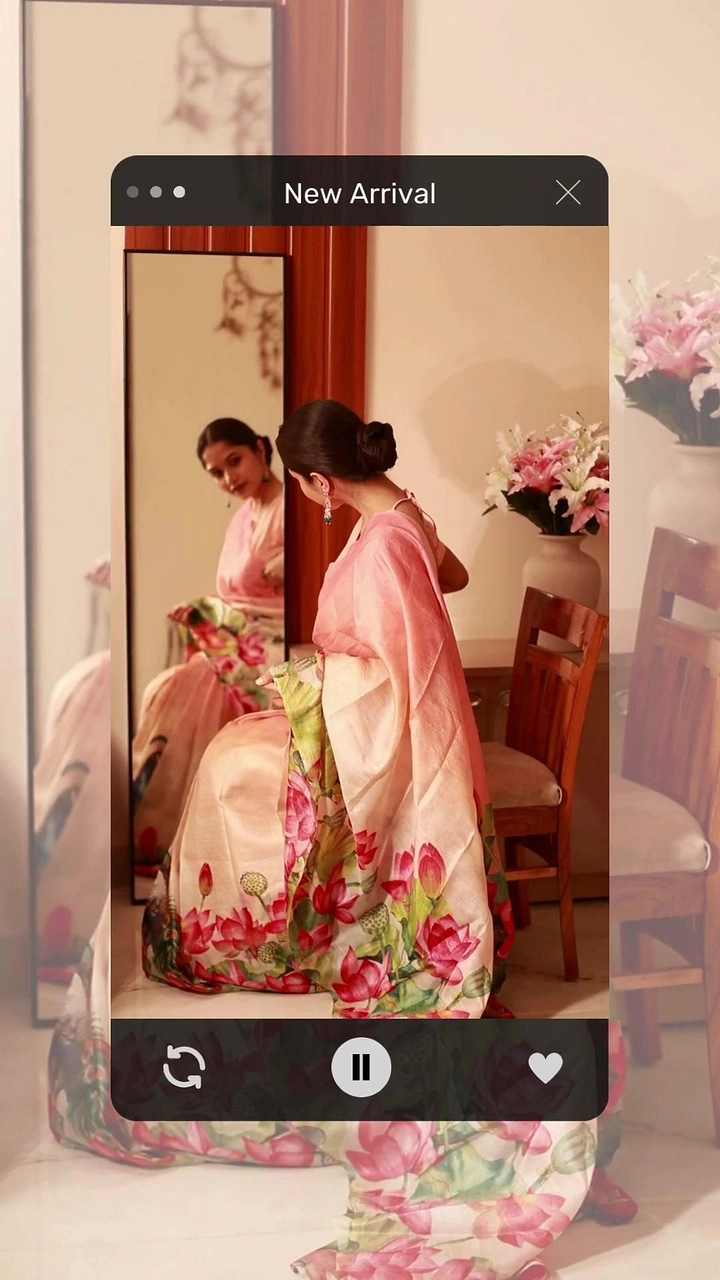 Ethnic Wear & Sarees creative ad: Mirror framed as phone story UI
