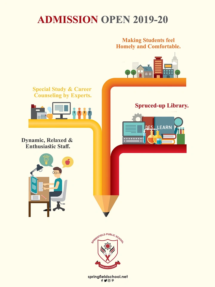 Schools & School Admissions creative ad: Pencil transforms into school environment