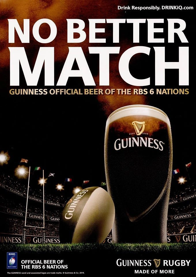Bars & Pubs creative ad: Beer and rugby framed as perfect match