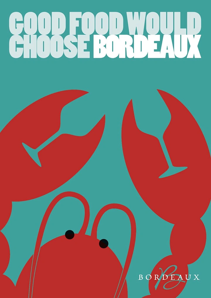 Seafood Restaurants creative ad: Lobster and wine form witty poster concept
