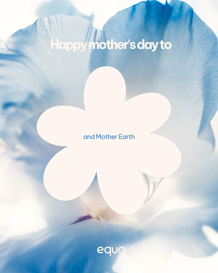 Mother's Day creative ad: Macro blue flower petals with a cream flower-shaped cutout