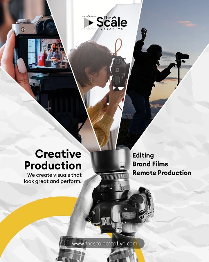 Photography creative ad: Lens beams project shoot scenes outward