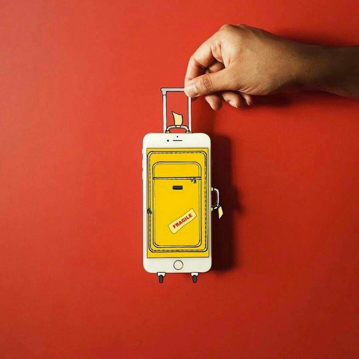 Phone Cases & Mobile Accessories creative ad: Accessory presented as compact travel luggage