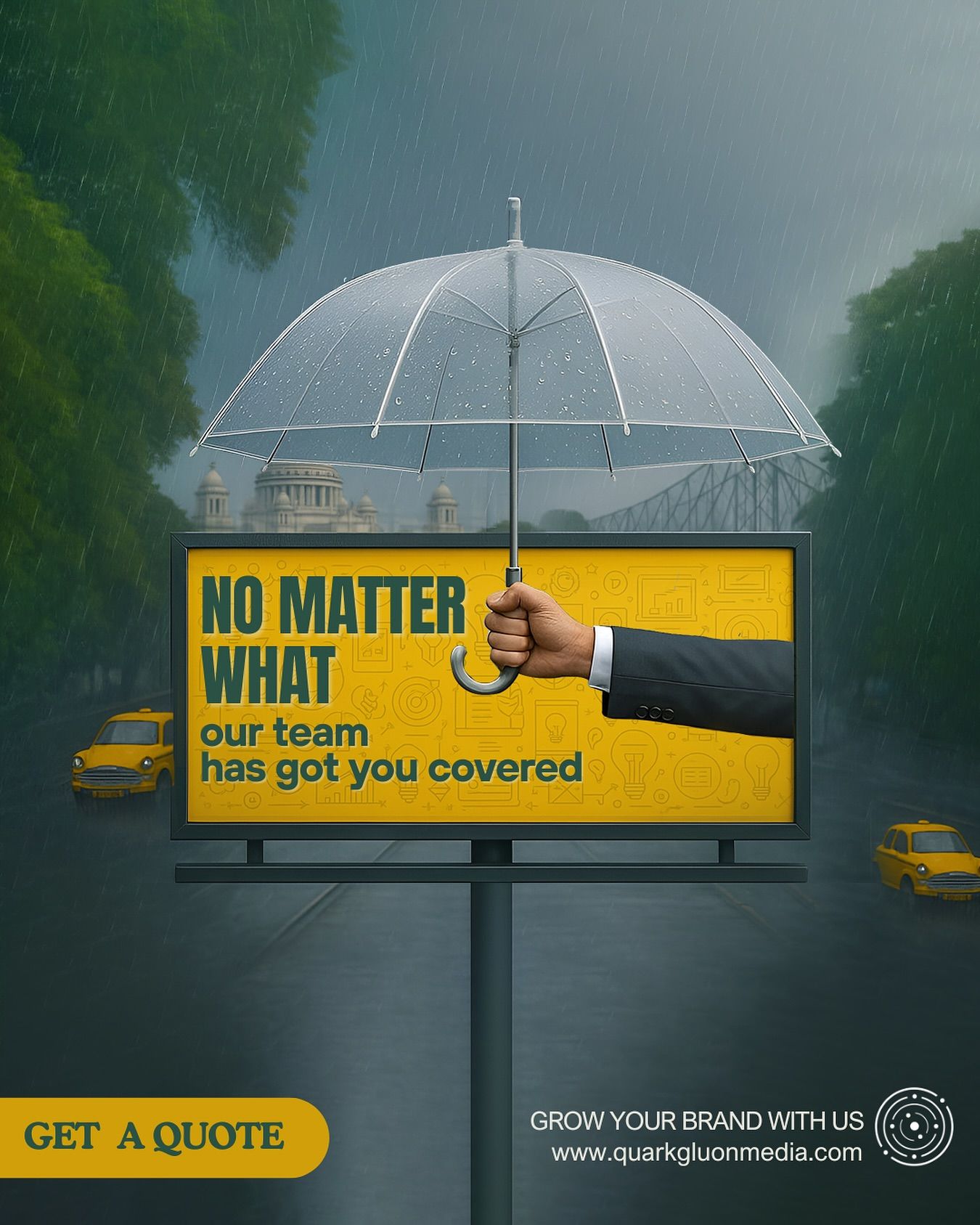 Billboard hand umbrella: we've got you covered