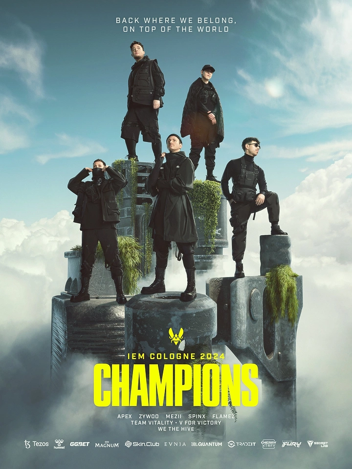 Gaming & Esports creative ad: Champions literally on top of world