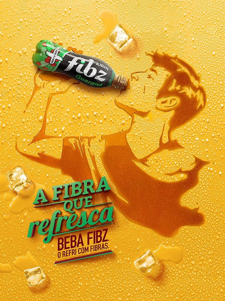 FMCG creative ad: Soda spill forming silhouette of man drinking from bottle