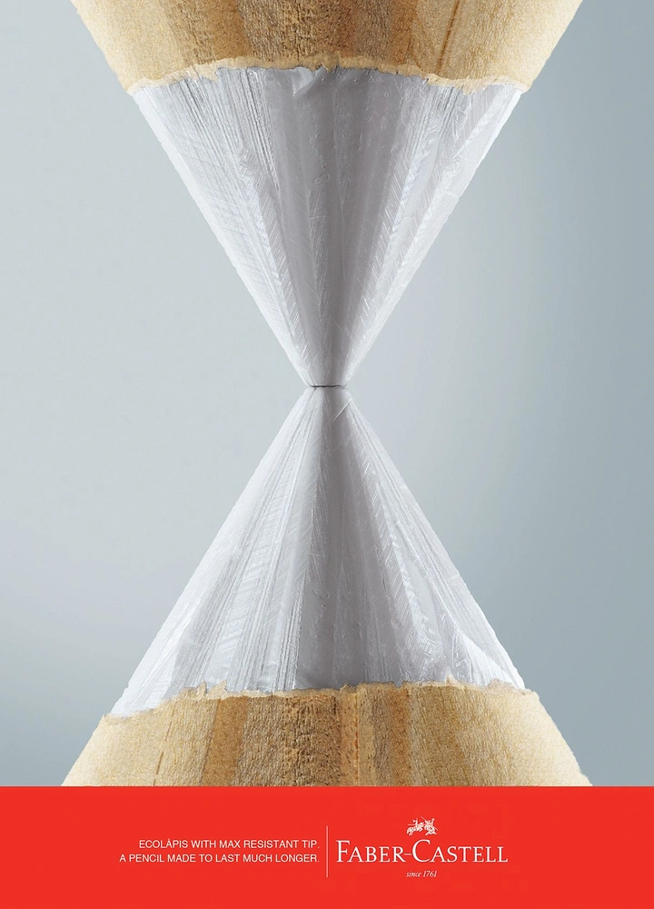 Stationery Shops creative ad: Two pencil tips forming an hourglass