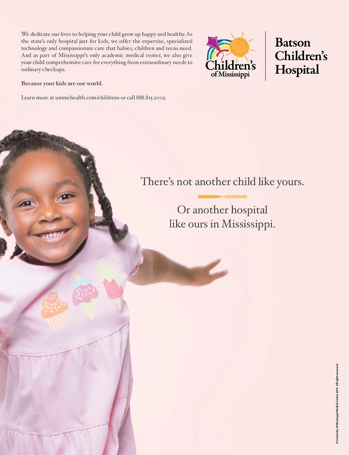 Pediatricians & Children's Clinics creative ad: Child reaches beyond frame, reinforcing uniqueness