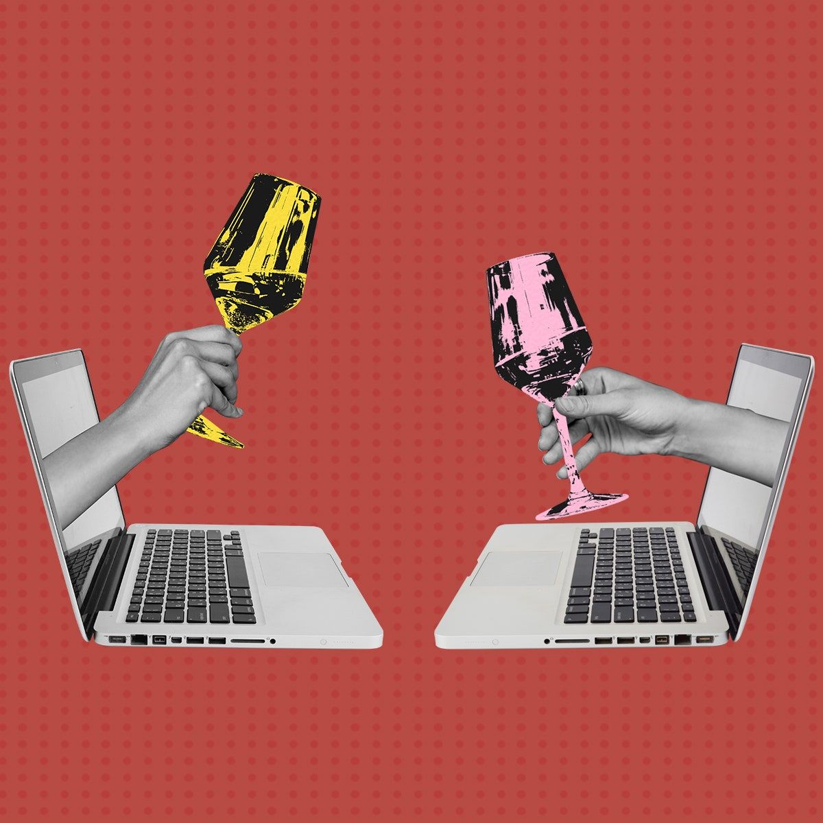 Instagram post: Laptops turn happy hour into digital toast