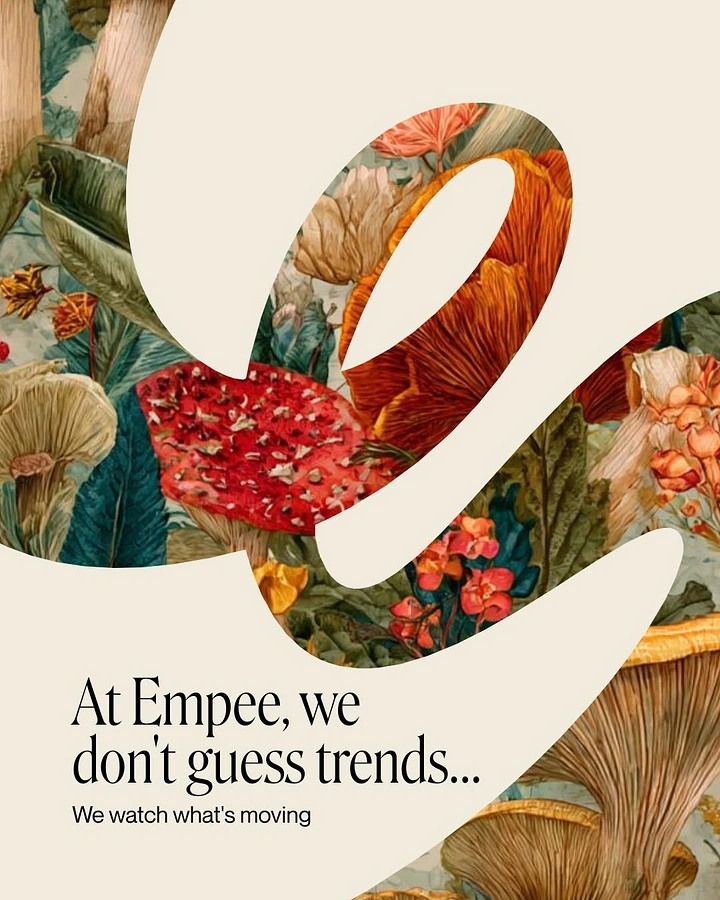 Agency creative ad: Botanical letterform window, editorial trend copy