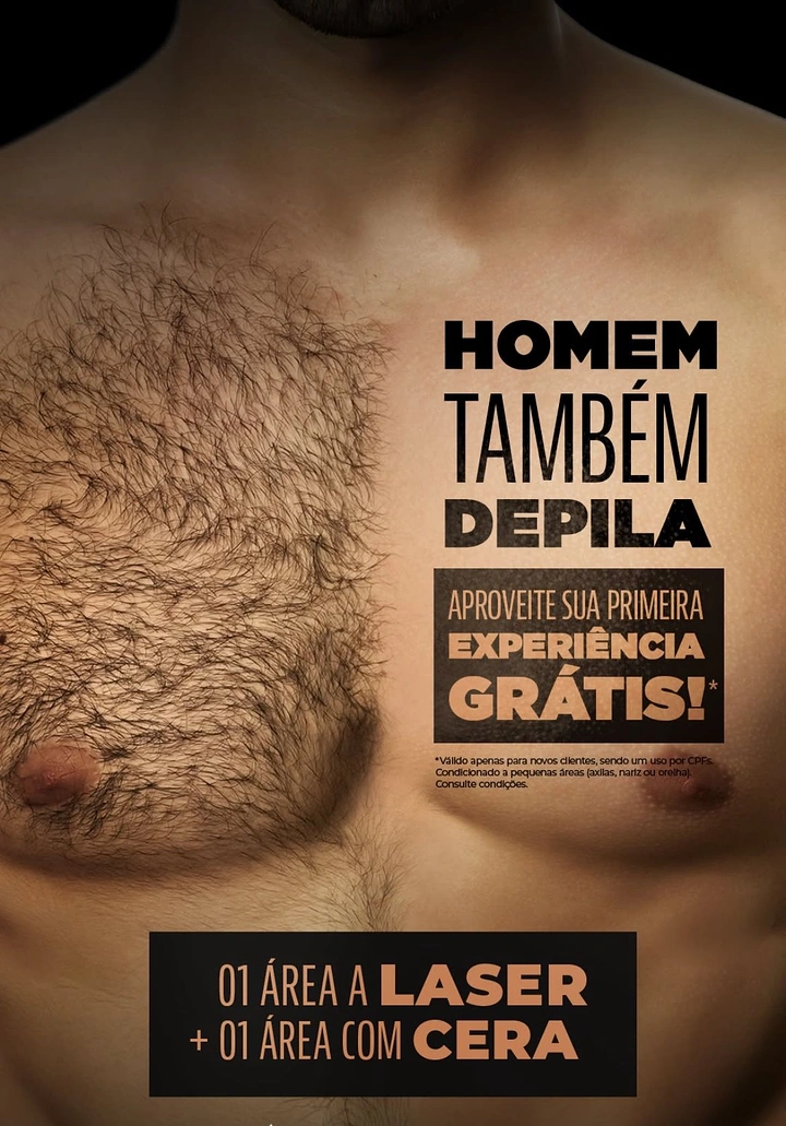 Skin & Cosmetic Clinics creative ad: Hairy male chest as bold canvas