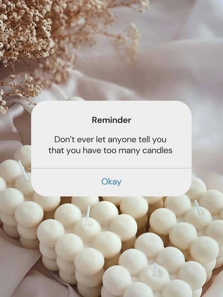 Candles & Home Fragrance creative ad: Phone reminder popup joke about candles