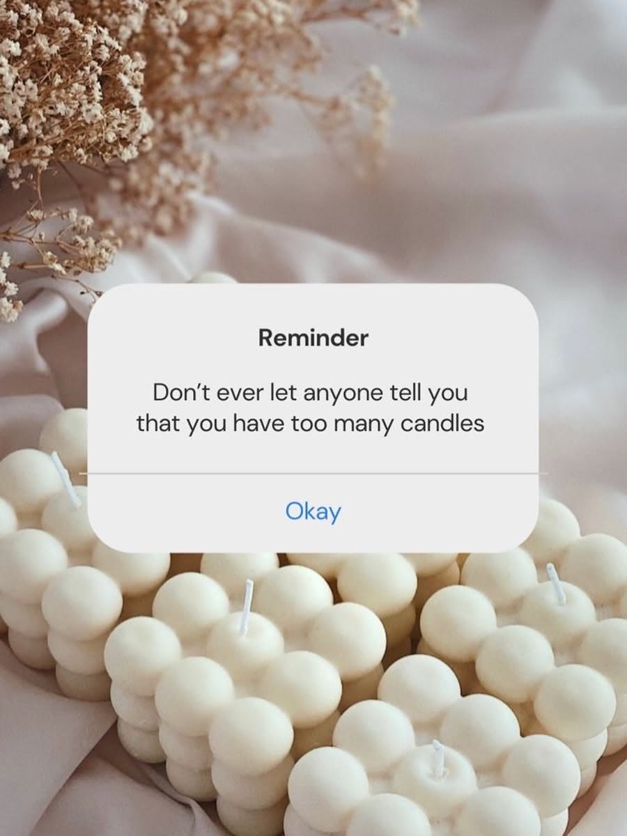 Instagram post: Phone reminder popup joke about candles