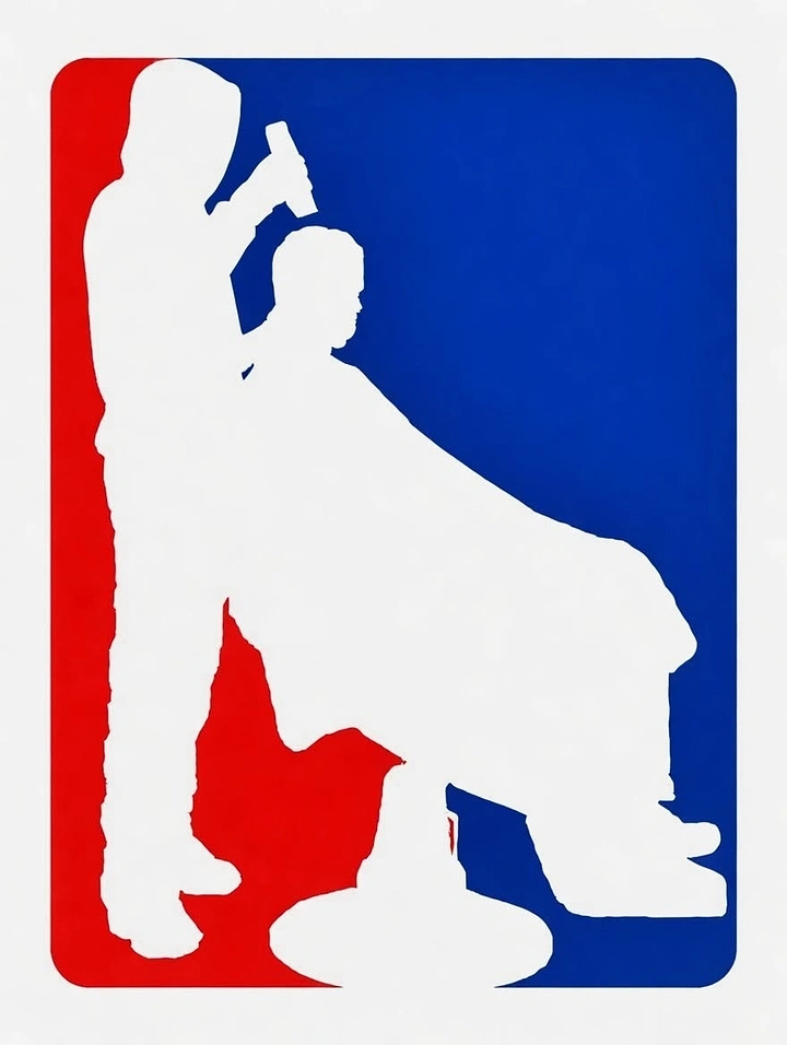 Barber Shops creative ad: NBA logo parody with barber silhouette