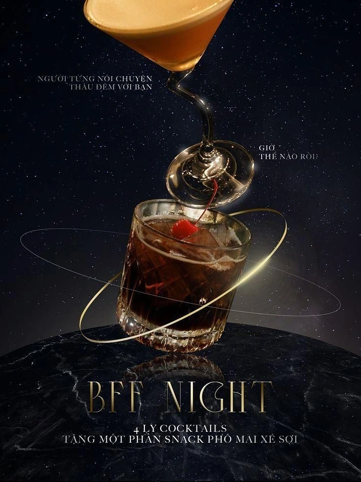 Bars & Pubs creative ad: Cocktail staged as celestial object