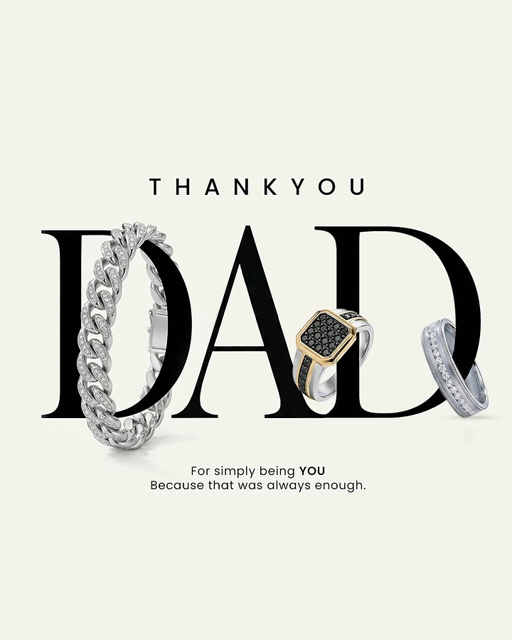 Father's Day creative ad: Jewelry rings form letters of DAD