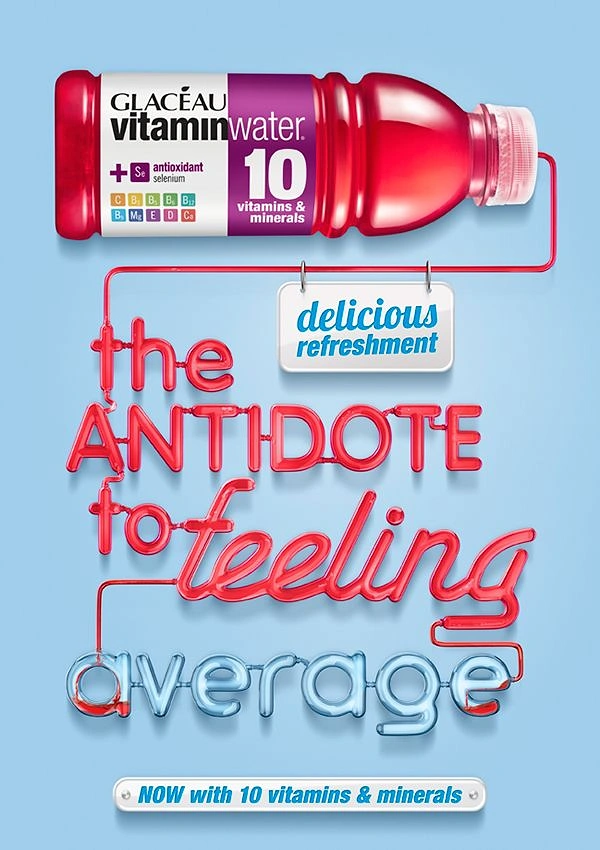 Packaged Drinking Water creative ad: Witty antidote-to-average positioning