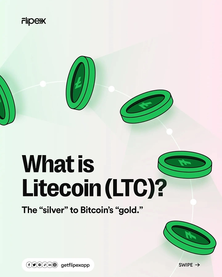Stock Brokers & Investing creative ad: Green outlined crypto coins tumbling along a curved path