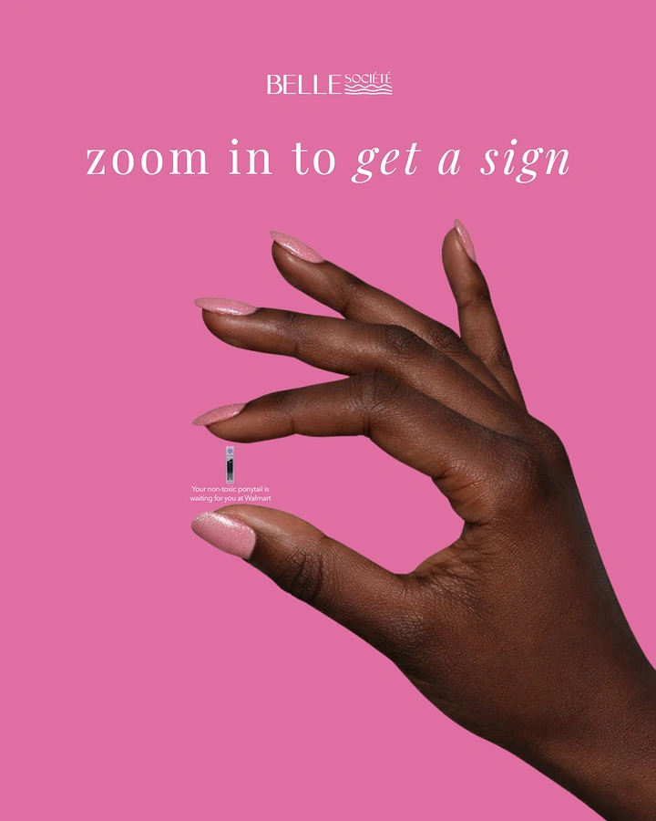Nail Salons creative ad: 'Zoom in' tiny-message pinch concept