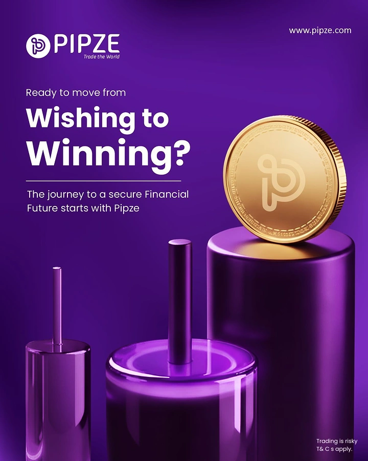 Stock Brokers & Investing creative ad: Coin on podium, wishing-to-winning copy