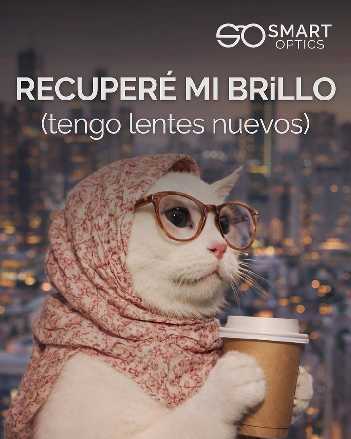 Opticians & Eye Care creative ad: Witty cat 'got my shine back' new lenses